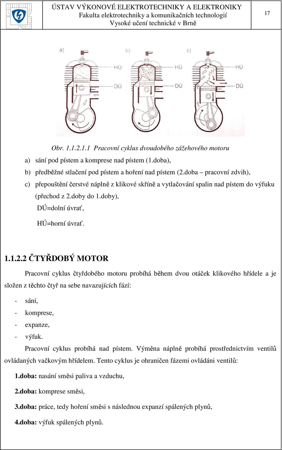 doby do 1.doby), DÚ=dolní úvrať, HÚ=horní úvrať. 1.1.2.
