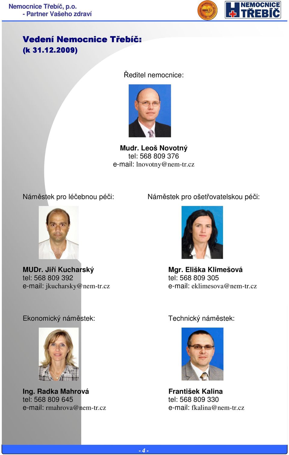 Eliška Klimešová tel: 568 809 392 tel: 568 809 305 e-mail: jkucharsky@nem-tr.cz e-mail: eklimesova@nem-tr.