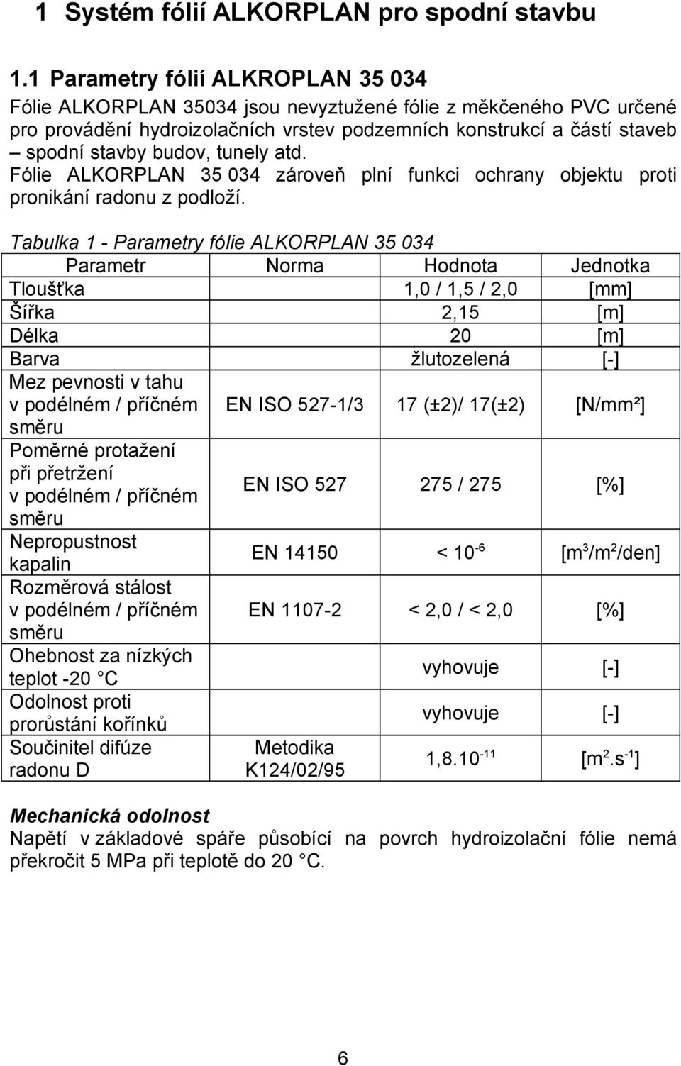 tunely atd. Fólie ALKORPLAN 35 034 zároveň plní funkci ochrany objektu proti pronikání radonu z podloží.