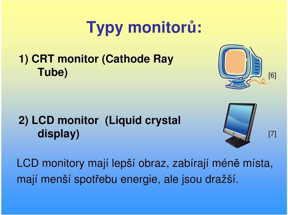 LCD monitory mají lepší obraz, zabírají méně