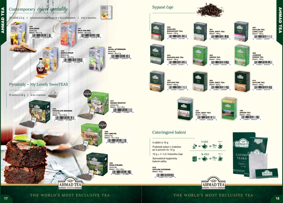 JASMINE GREEN TEA Balení - 0 g 13 CEYLON TEA Balení - 20 g 2 EARL GREY TEA Balení -