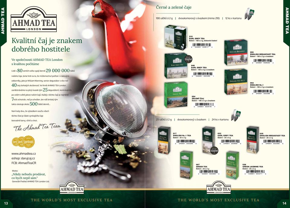 ENGLISH BREAKFAST TEA Balení - 2 x 2 g AWARD 2013 AWARD AWARD