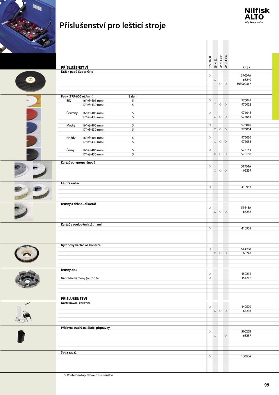 430 mm) 5 Kartáč polypropylénový 976047 976052 976048 976053 976049 976054 976050 976055 97654 97658 5704A 63239 Lešticí kartáč 40953 Brusný a drhnoucí kartáč 5443A 63238 Kartáč s