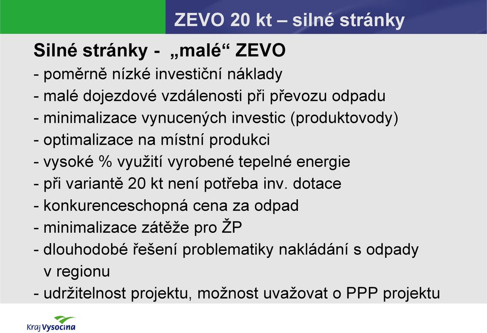 vyrobené tepelné energie -při variantě 20 kt není potřeba inv.