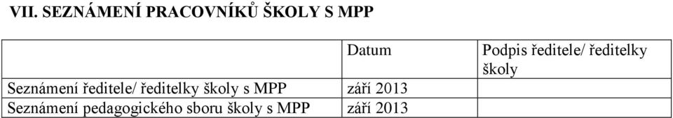 září 2013 Seznámení pedagogického sboru