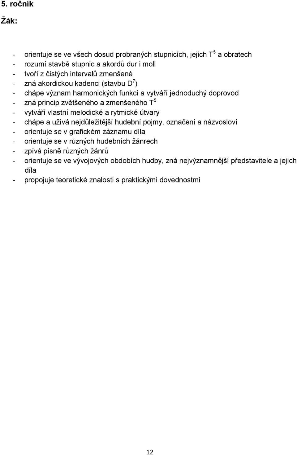 rytmické útvary - chápe a užívá nejdůležitější hudební pojmy, označení a názvosloví - orientuje se v grafickém záznamu díla - orientuje se v různých hudebních žánrech -