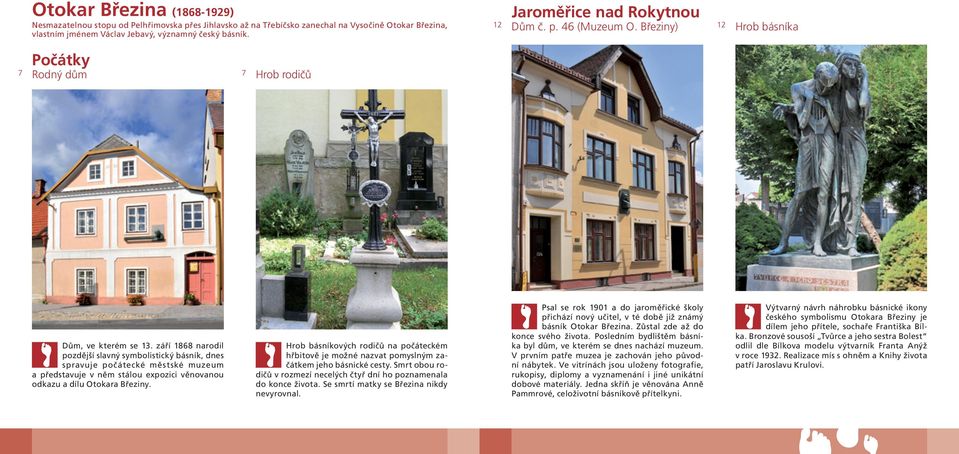 září 1868 narodil pozdější slavný symbolistický básník, dnes spravuje počátecké městské muzeum a představuje v něm stálou expozici věnovanou odkazu a dílu Otokara Březiny.