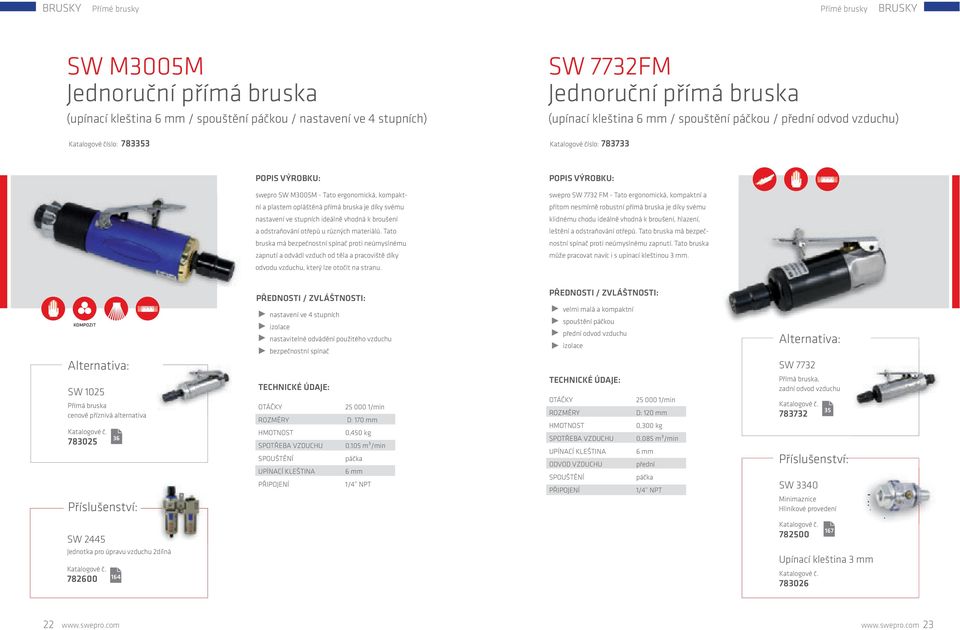 nastavení ve stupních ideálně vhodná k broušení a odstraňování otřepů u různých materiálů.