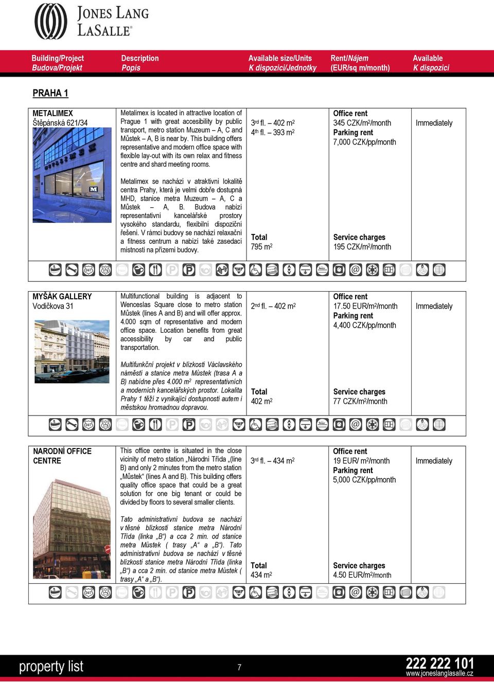 393 m 2 345 CZK/ 7,000 CZK/pp/month Metalimex se nachází v atraktivní lokalitě centra Prahy, která je velmi dobře dostupná MHD, stanice metra Muzeum A, C a Můstek A, B.