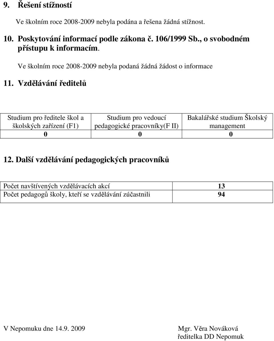 Vzdělávání ředitelů Studium pro ředitele škol a Studium pro vedoucí Bakalářské studium Školský školských zařízení (F1) pedagogické pracovníky(f II)