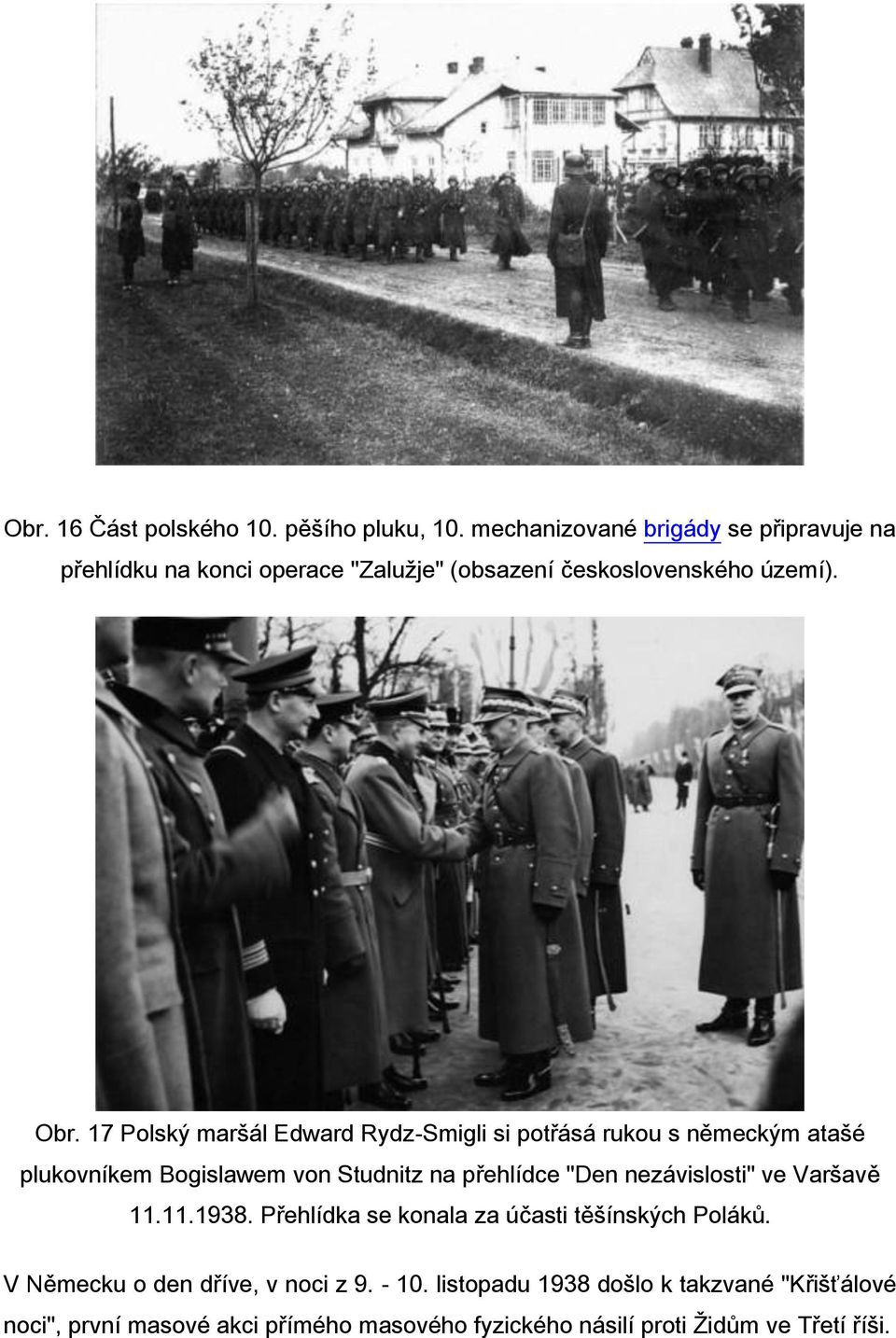 17 Polský maršál Edward Rydz-Smigli si potřásá rukou s německým atašé plukovníkem Bogislawem von Studnitz na přehlídce "Den