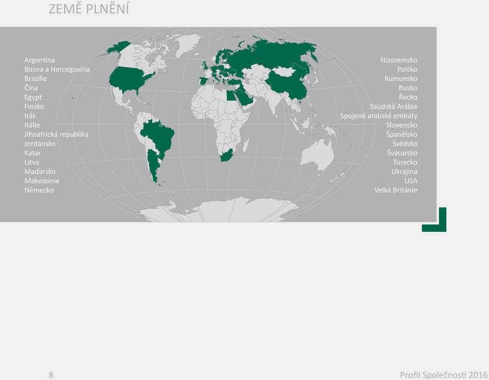 Polsko Rumunsko Rusko Řecko Saúdská Arábie Spojené arabské emiráty Slovensko