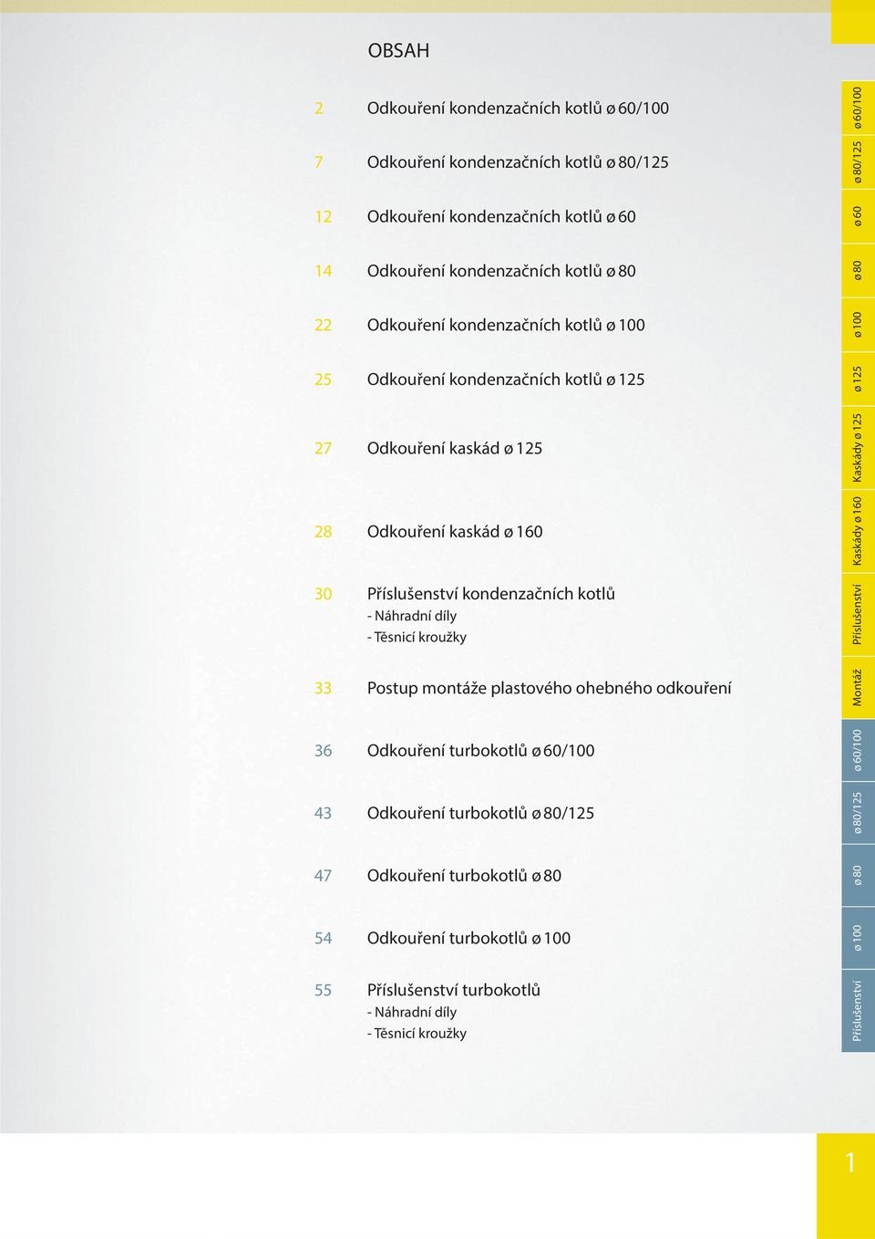 kroužky 33 Postup montáže plastového ohebného odkouření 36 Odkouření turbokotlů ø 60/100 43 Odkouření turbokotlů ø 80/125 47 Odkouření turbokotlů ø 80 54 Odkouření turbokotlů ø 100 55