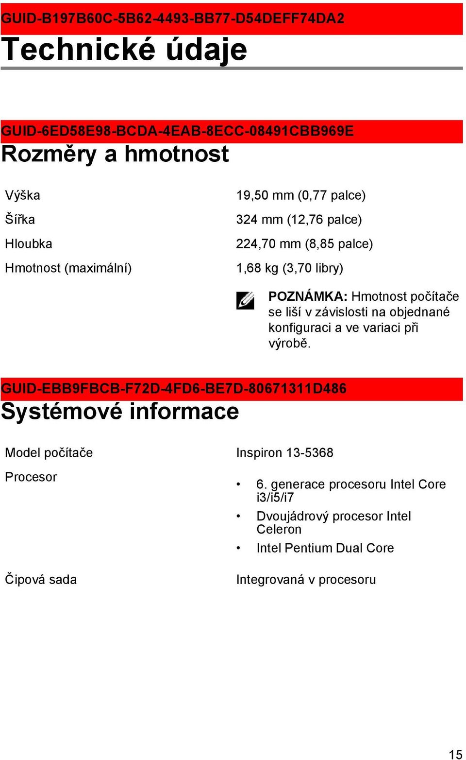 závislosti na objednané konfiguraci a ve variaci při výrobě.