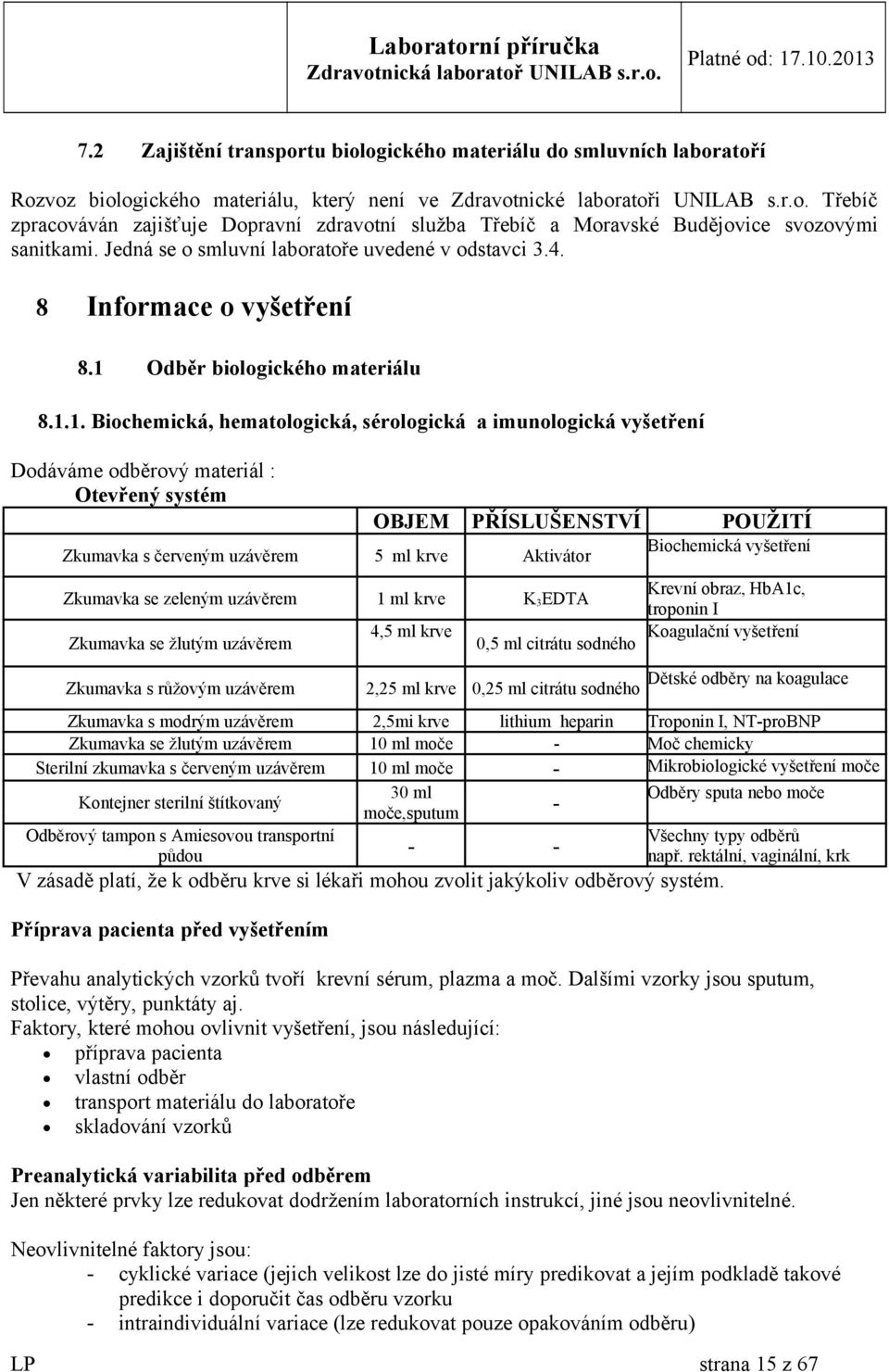 Odběr biologického materiálu 8.1.