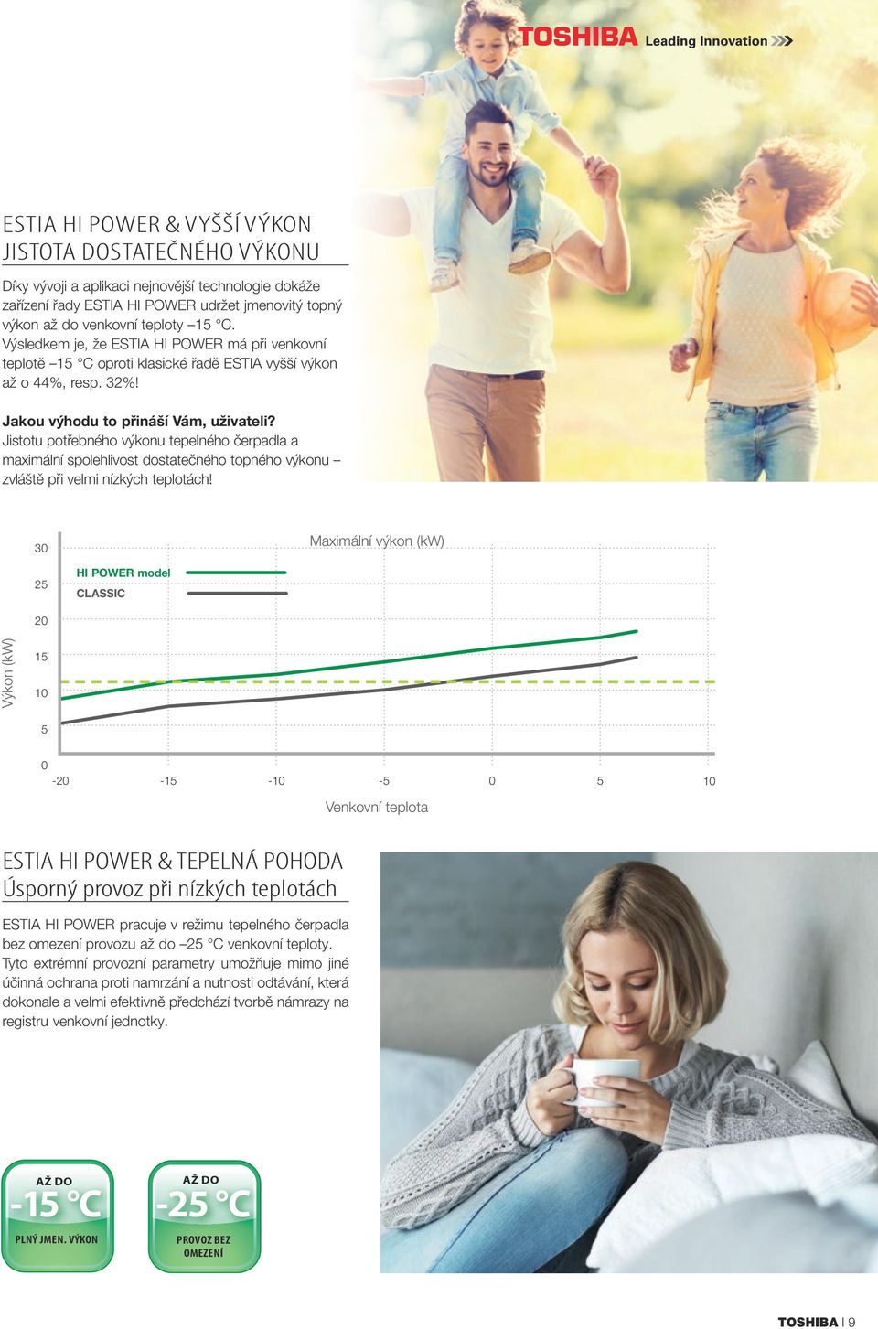 Jistotu potřebného výkonu tepelného čerpadla a maximální spolehlivost dostatečného topného výkonu zvláště při velmi nízkých teplotách!