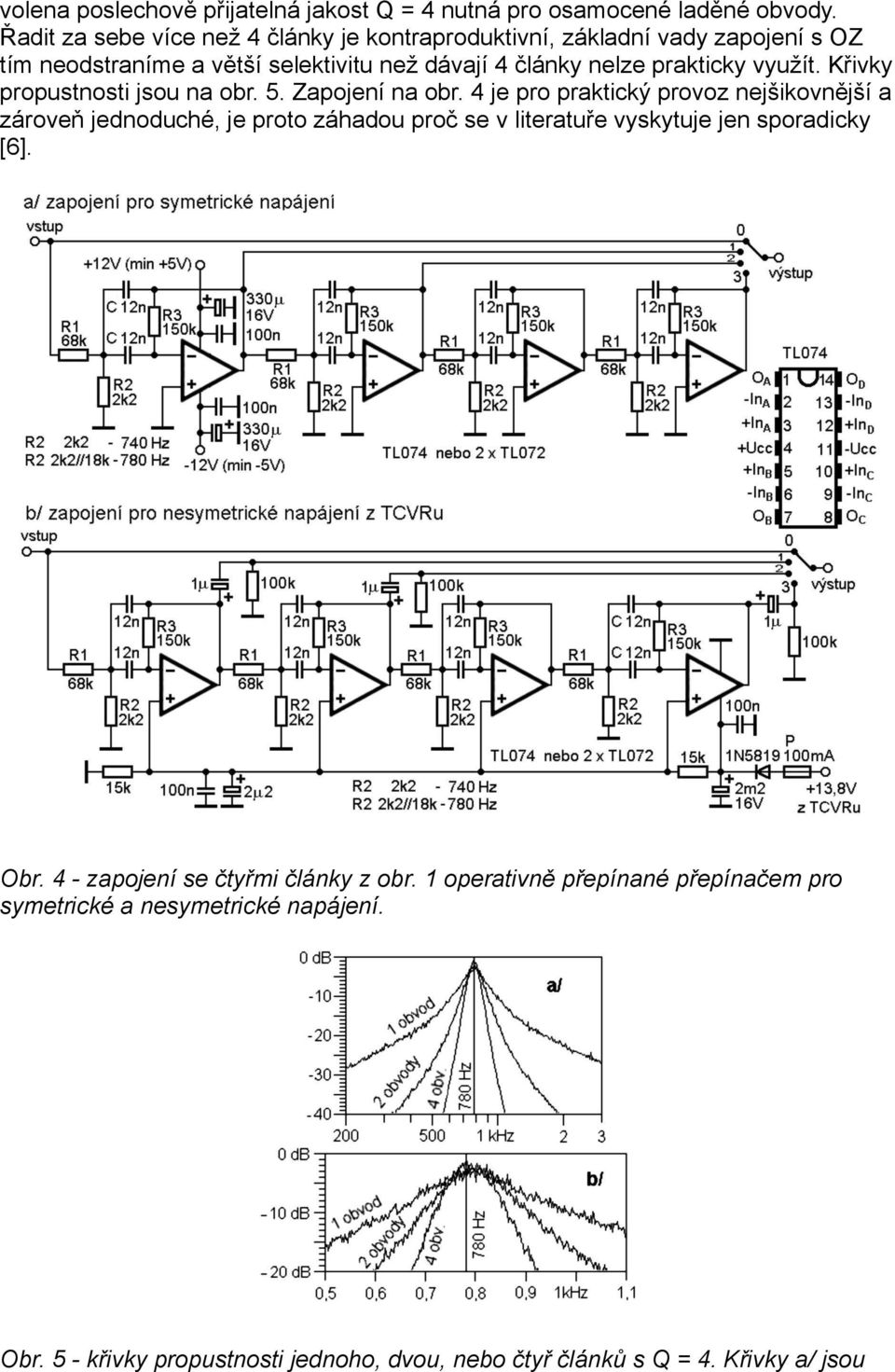 využít. Křivky propustnosti jsou na obr. 5. Zapojení na obr.