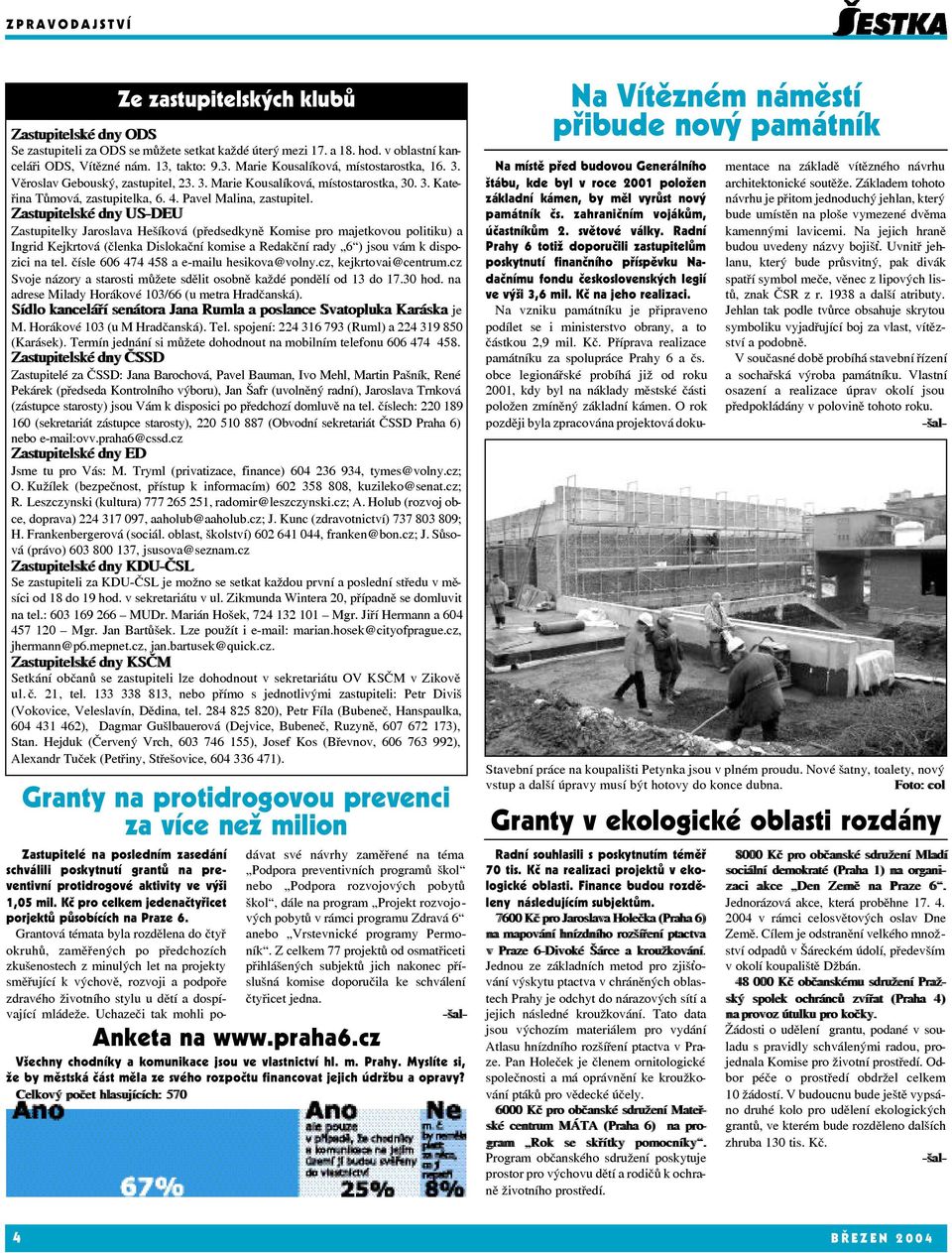 Zastupitelské dny US-DEU Zastupitelky Jaroslava Hešíková (předsedkyně Komise pro majetkovou politiku) a Ingrid Kejkrtová (členka Dislokační komise a Redakční rady 6 ) jsou vám k dispozici na tel.
