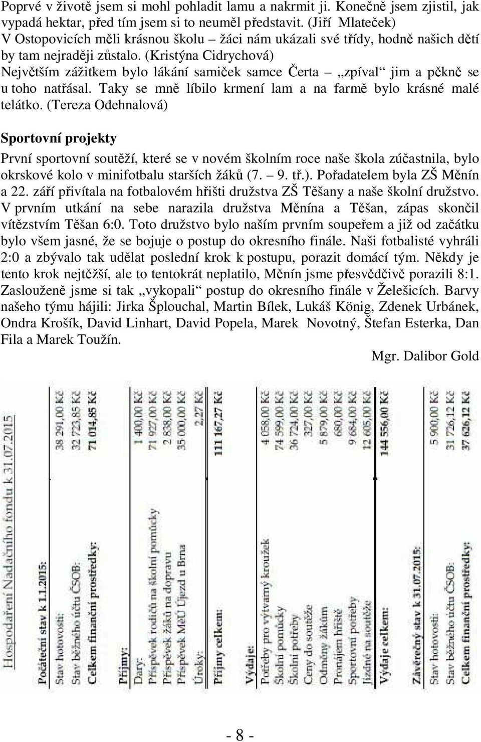 (Kristýna Cidrychová) Největším zážitkem bylo lákání samiček samce Čerta zpíval jim a pěkně se u toho natřásal. Taky se mně líbilo krmení lam a na farmě bylo krásné malé telátko.