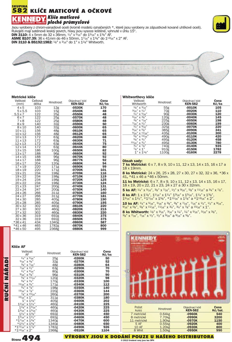 39: 36 x 41mm do 46 x 50mm, 1 7/ 16" x 1 5/ 8" do 1 13/ 16" x 2". DIN 3110 & BS192:1982: 1/ 8" x 3/ 16" do 1" x 1 1/ 8" Whitworth. klíče 4 x 5 103 12g -0530K 170 5 x 5.5 103 15g -0540K 48 5.