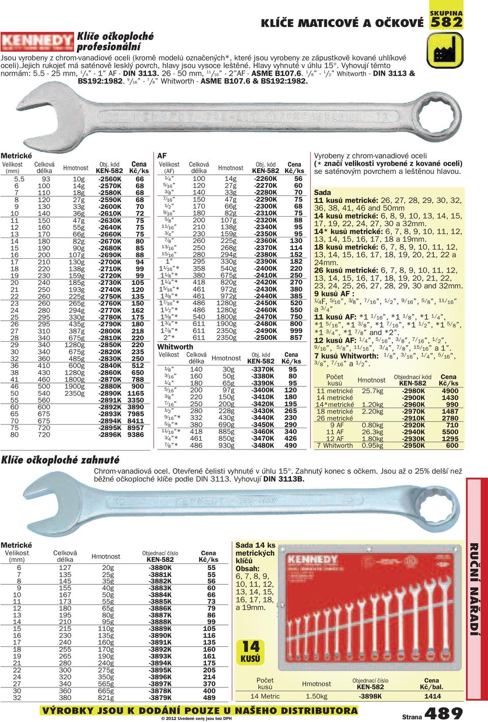 9 /16-7 /8 Whitworth - ASME B107.6 & BS192:1982. 582 Obj. kód 5.