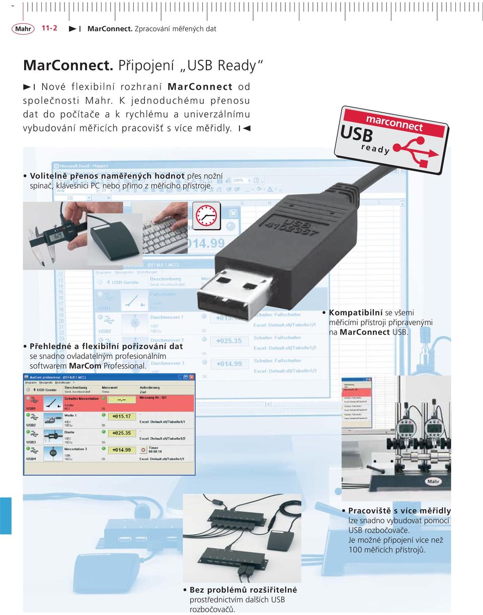 marconnect ready Volitelně přenos naměřených hodnot přes nožní spínač, klávesnici PC nebo přímo z měřicího přístroje.