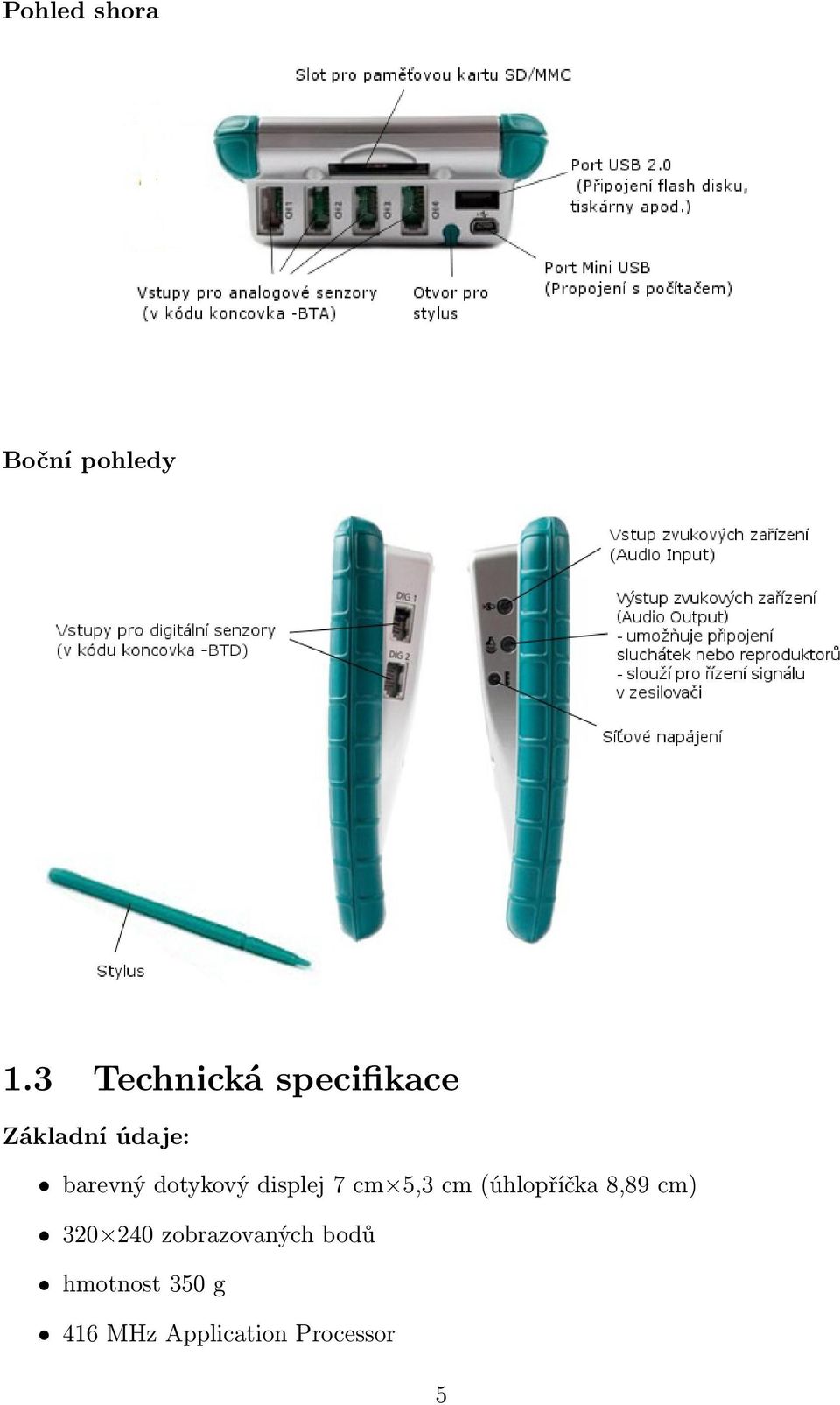 dotykový displej 7 cm 5,3 cm (úhlopříčka 8,89 cm)