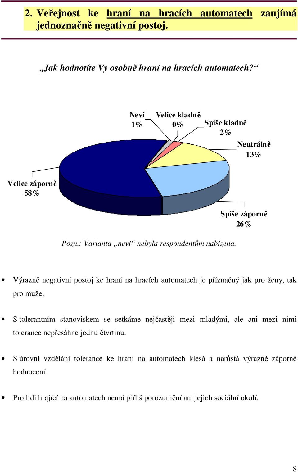 Spíše záporně 6 Výrazně negativní postoj ke hraní na hracích je příznačný jak pro ženy, tak pro muže.