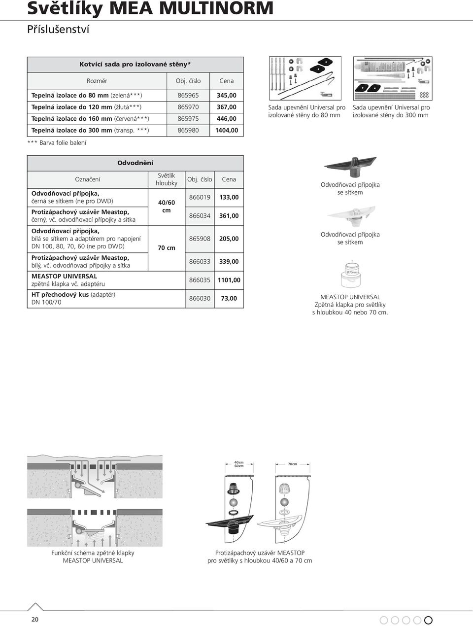 ***) 865980 1404,00 *** Barva folie balení Sada upevnění Universal pro izolované stěny do 80 Sada upevnění Universal pro izolované stěny do 300 Odvodnění Světlík Označení hloubky Odvodňovací