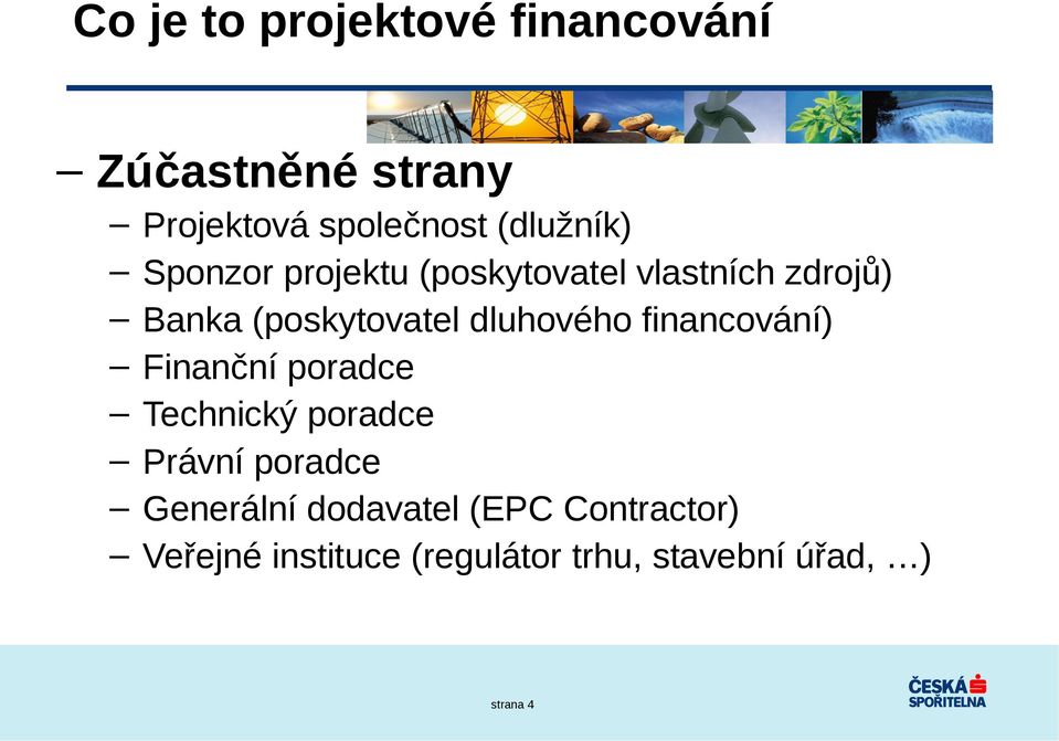 dluhového financování) Finanční poradce Technický poradce Právní poradce