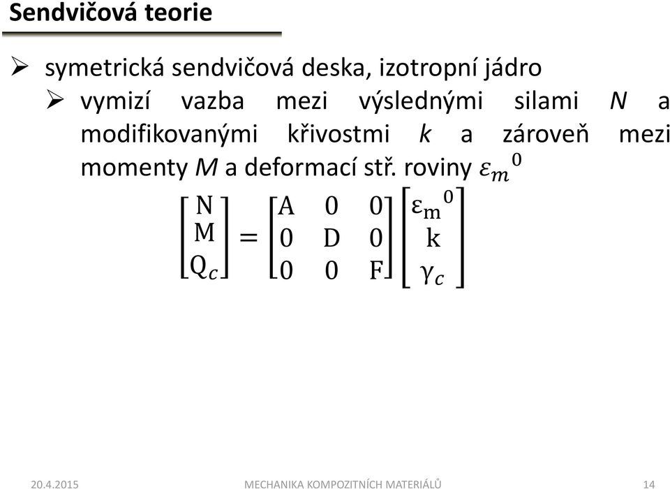 k a zároveň mezi momentymadeformacístř.