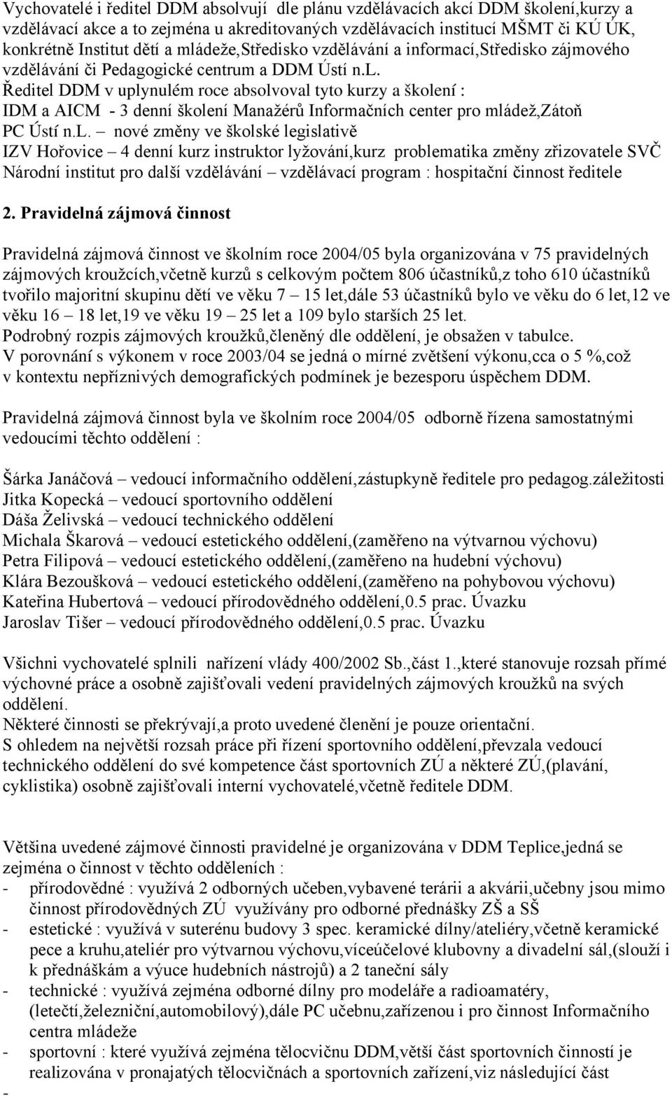l. nové změny ve školské legislativě IZV Hořovice 4 denní kurz instruktor lyžování,kurz problematika změny zřizovatele SVČ Národní institut pro další vzdělávání vzdělávací program : hospitační