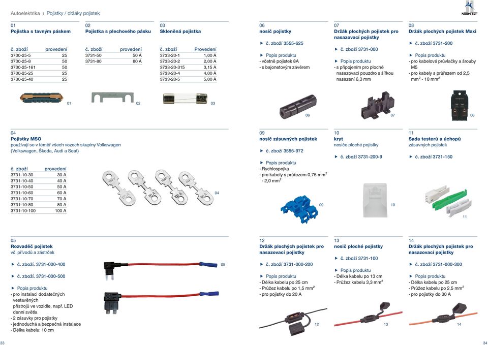 zboží 3555-625 --včetně pojistek 8A --s bajonetovým závěrem Držák plochých pojistek pro nasazovací pojistky č.