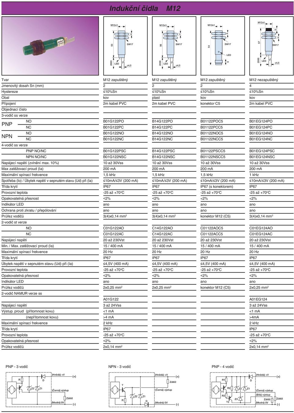 B01EG12NO NC B01G122NC B1G122NC B01122NCC5 B01EG12NC -vodič ss verze PNP NO/NC B01G122PSC B1G122PSC B01122PSCC5 B01EG12PSC NPN NO/NC B01G122NSC B1G122NSC B01122NSCC5 B01EG12NSC Napájecí napětí