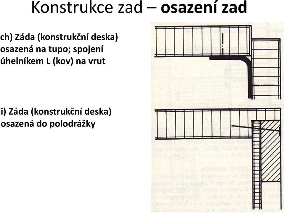 spojení úhelníkem L (kov) na vrut i)