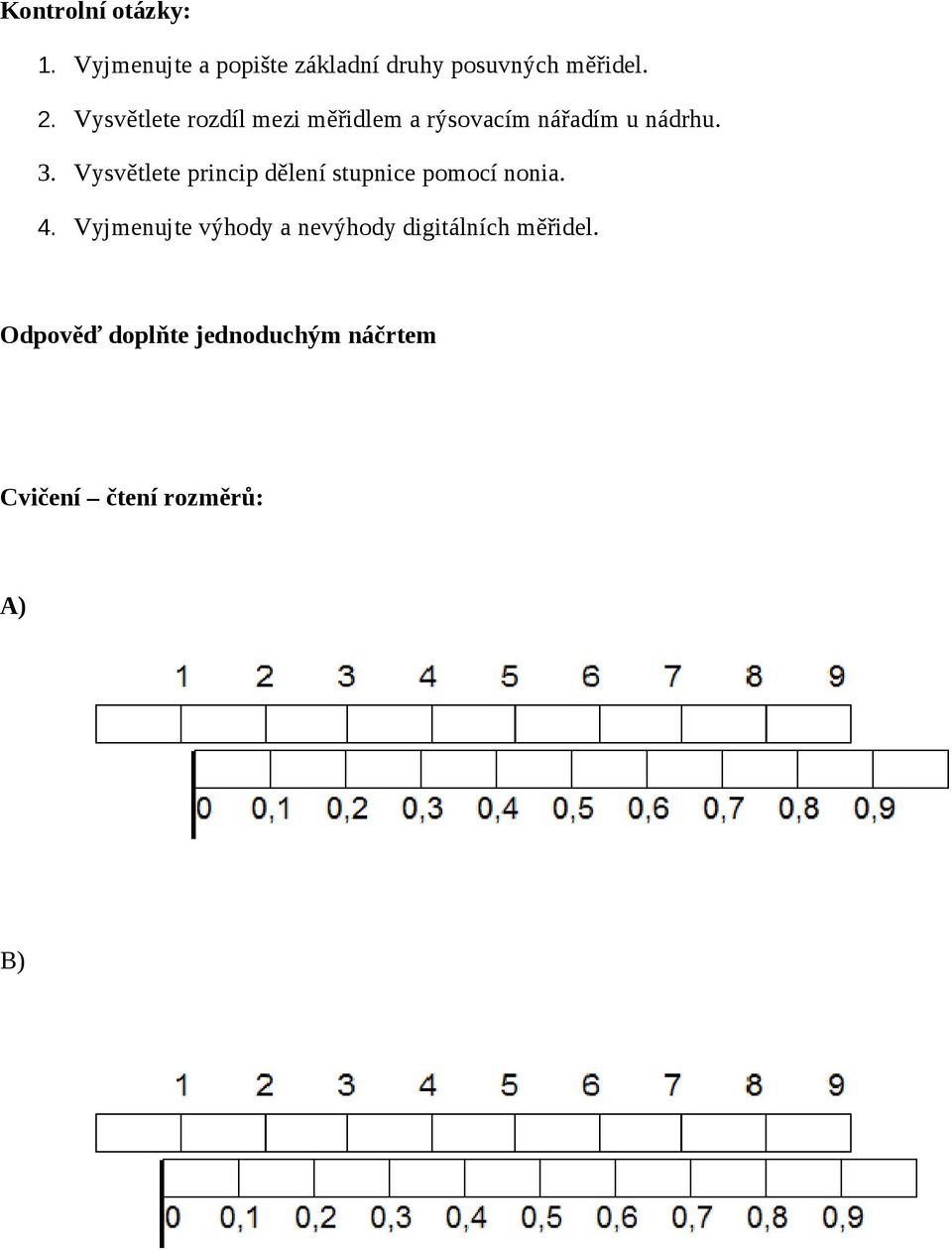 Vysvětlete princip dělení stupnice pomocí nonia. 4.