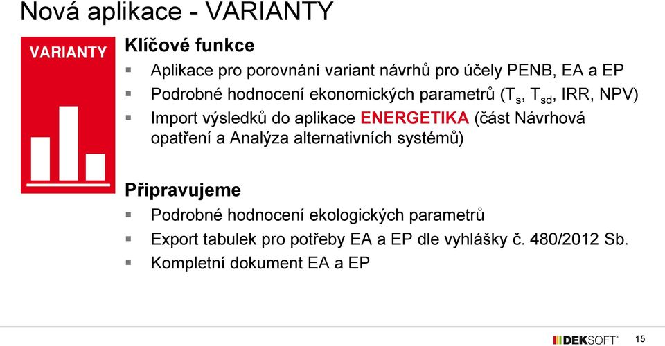 (část Návrhová opatření a Analýza alternativních systémů) Připravujeme Podrobné hodnocení ekologických