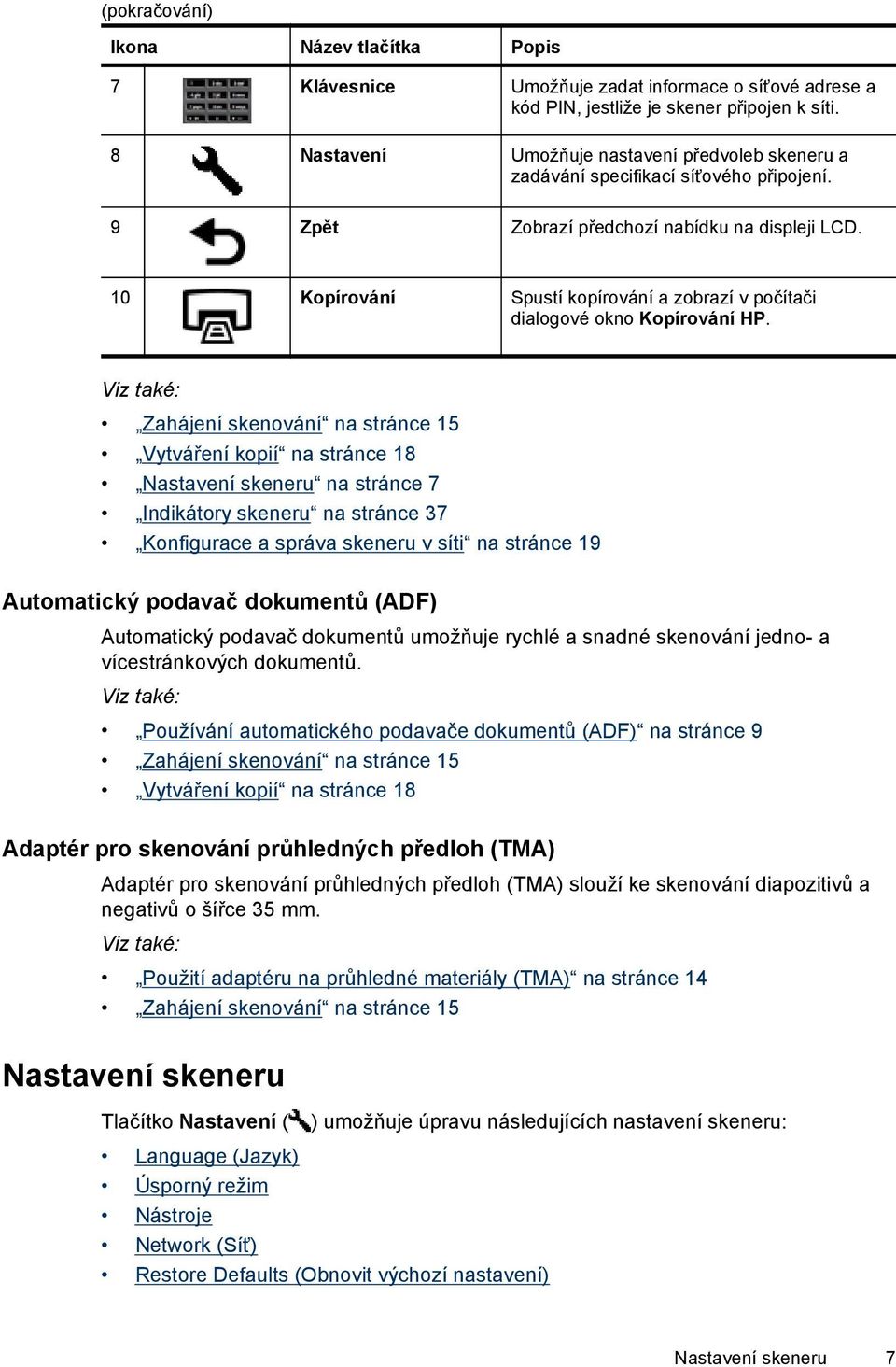 10 Kopírování Spustí kopírování a zobrazí v počítači dialogové okno Kopírování HP.