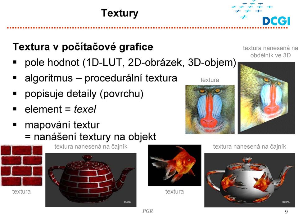 mapování textur = nanášení textury na objekt textura nanesená na čajník textura