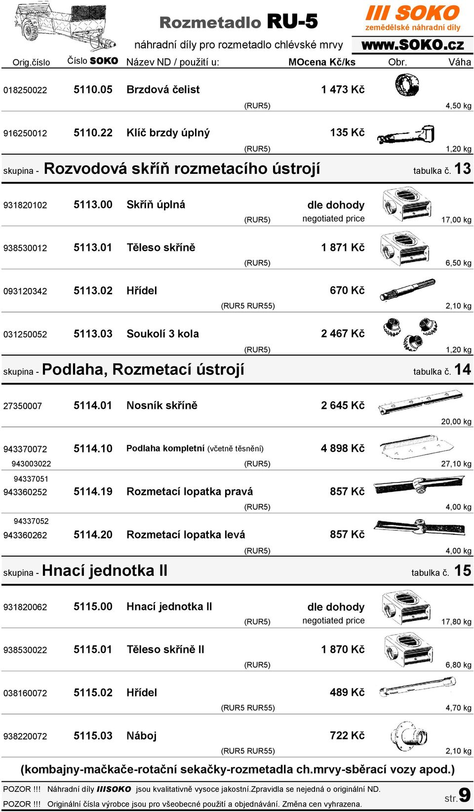 14 27350007 5114.01 Nosník skříně 2 645 Kč 20,00 kg 943370072 5114.10 Podlaha kompletní (včetně těsnění) 4 898 Kč 943003022 27,10 kg 94337051 943360252 5114.