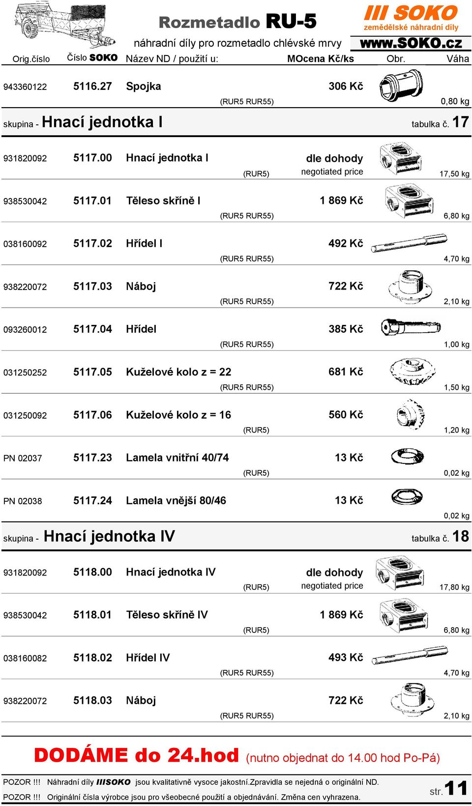 05 Kuželové kolo z = 22 681 Kč 031250092 5117.06 Kuželové kolo z = 16 560 Kč PN 02037 5117.23 Lamela vnitřní 40/74 PN 02038 5117.