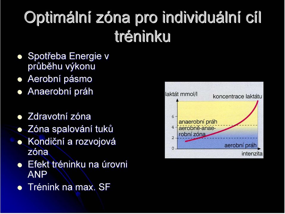 Zdravotní zóna Zóna spalování tuků Kondiční a