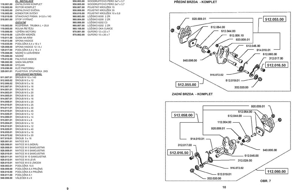 00 LOŽISKO 6200 2 ZR OSTATNÍ 960.006.00 LOŽISKO 6202 C3 119.003.00 ROZP RNÁ TRUBKA L = 25,8 960.007.00 LOŽISKO 6202 2 ZR 119.005.00 ROLNA ET ZU 960.108.00 LOŽISKO OKA OJNICE 119.006.00 VZP RA MOTORU 970.
