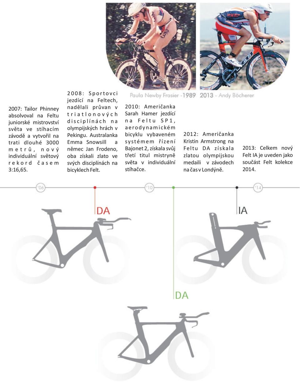 Australanka Emma Snowsill a němec Jan Frodeno, oba získali zlato ve svých disciplínách na bicyklech Felt.