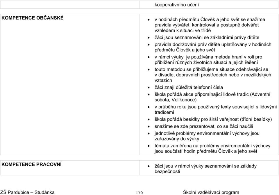 pibližujeme situace odehrávající se v divadle, dopravních prostedcích nebo v mezilidských vztazích žáci znají dležitá telefonní ísla škola poádá akce pipomínající lidové tradic (Adventní sobota,