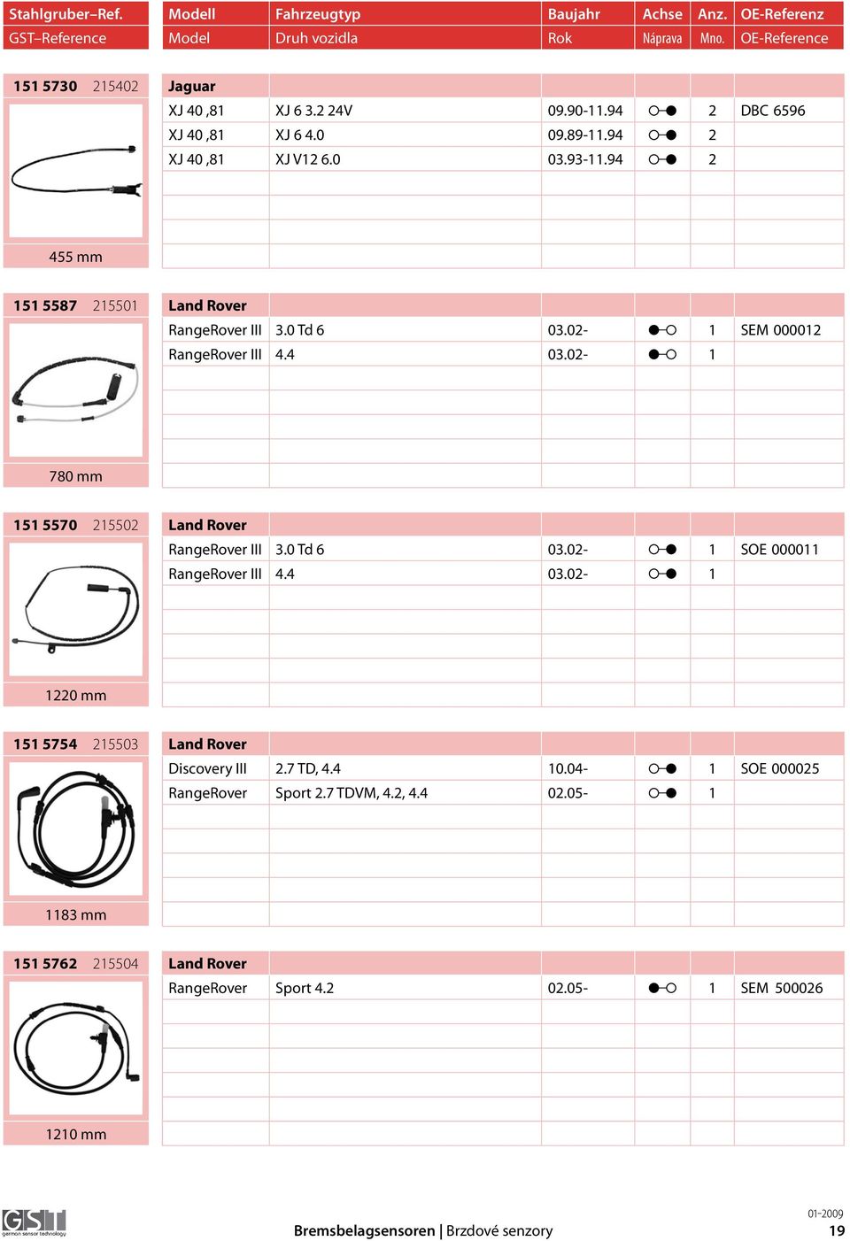 02-1 780 mm 151 5570 215502 Land Rover RangeRover III 3.0 Td 6 03.02-1 SOE 000011 RangeRover III 4.4 03.