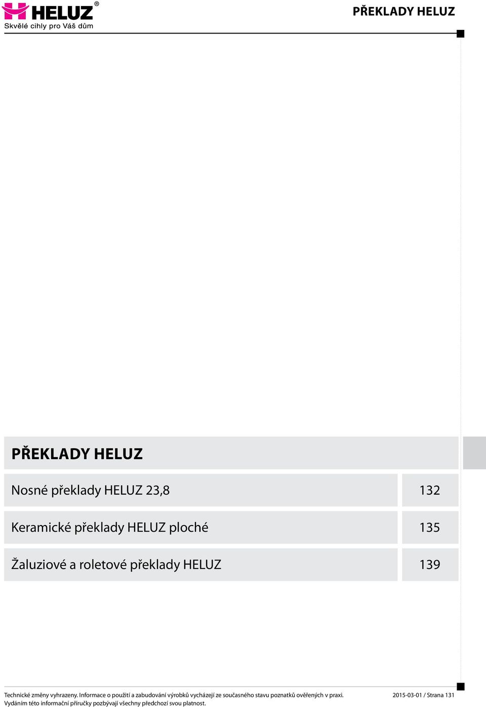 překlady HELUZ ploché 135 Žaluziové a