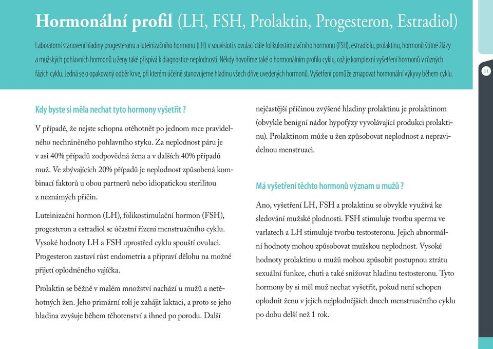 Někdy hovoříme také o hormonálním profilu cyklu, což je komplexní vyšetření hormonů v různých fázích cyklu.