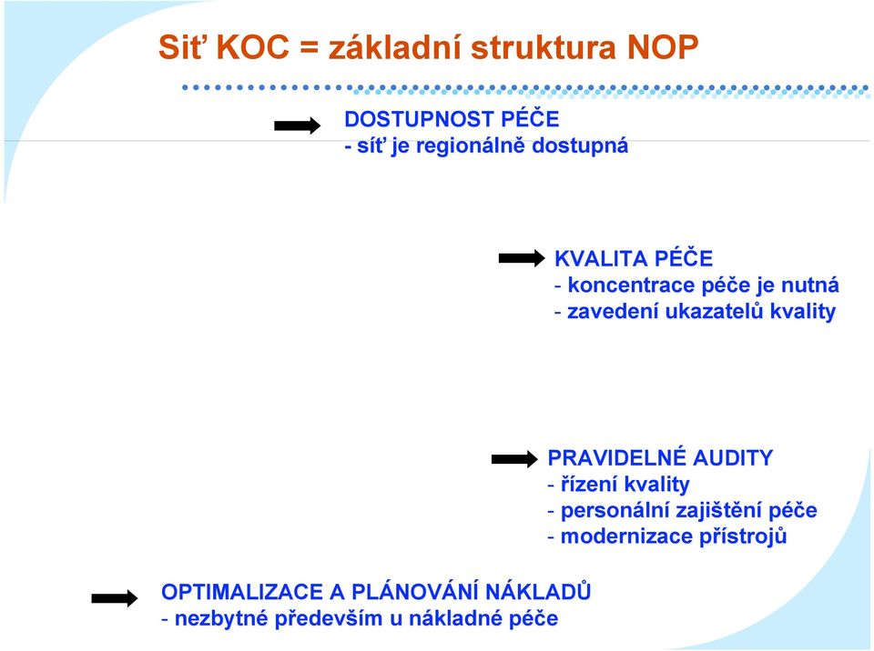 PRAVIDELNÉ AUDITY - řízení kvality - personální zajištění péče - modernizace