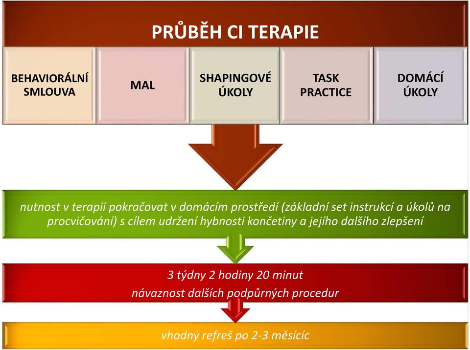 úkolů na procvičování) s cílem udržení hybnosti končetiny a jejího dalšího zlepšení